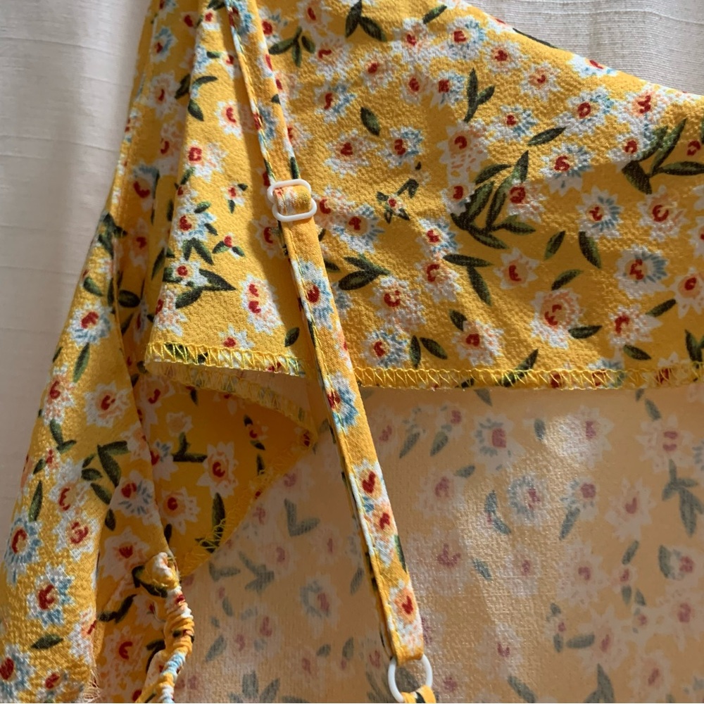 Yellow Ditsy Floral Print Lightweight Cami Dress - Picture 8 of 10